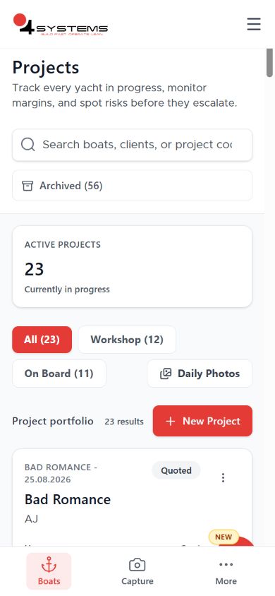 Real Projects page on mobile